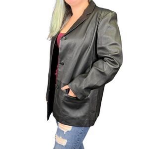 Vintage Outbrook Black Leather Jacket size L 12/14